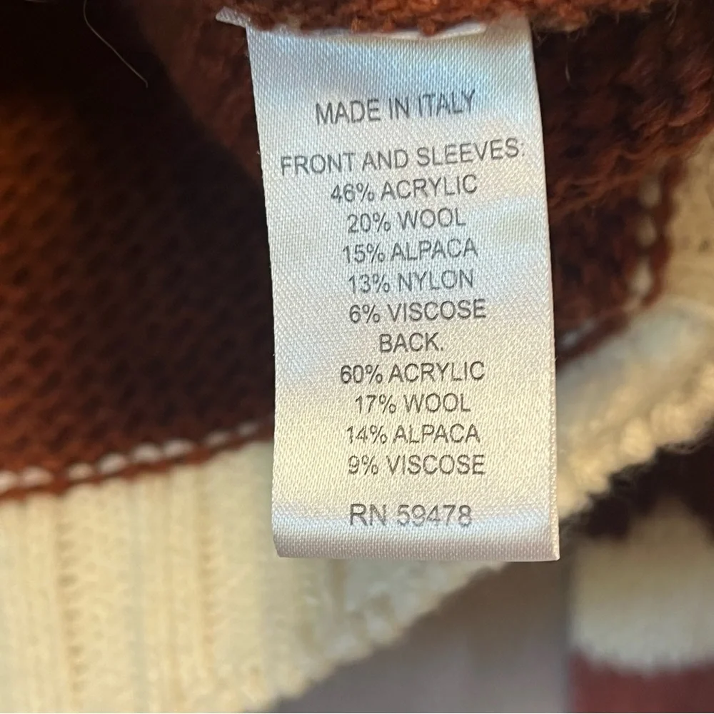 ELSAMADA Sweater Womens L Wool Alpaca Blend Colorblock Abstract Artsy Italy
